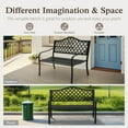 thumbnail image 3 of Alpha Joy 50" Black Outdoor Park Bench with Stylish Camelback Back Frame, Durable & Comfortable, 3 of 8