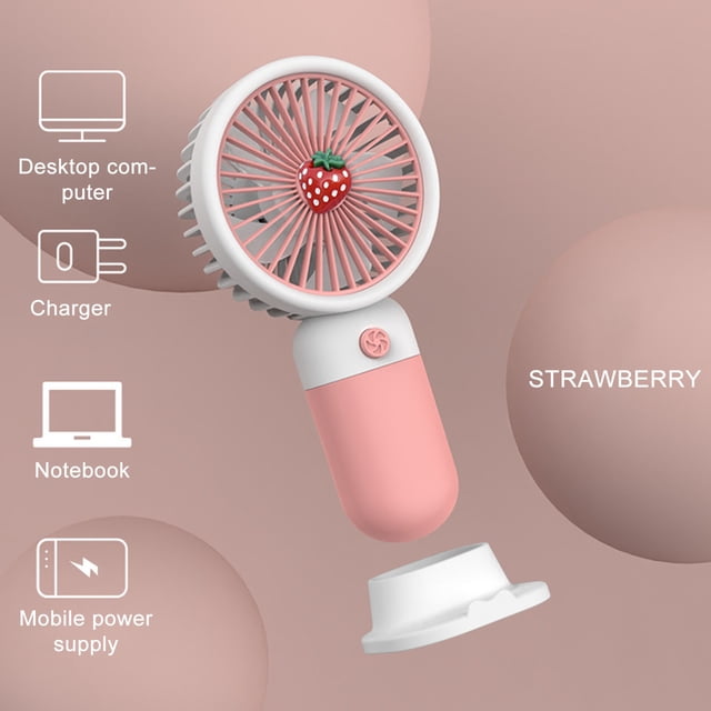 NARABB Cute Cartoon Fruit Small Fan Hand-held Fan Girl Outdoor Pocket Fan Desktop Learning Fan - Fans For Home