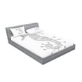 thumbnail image 2 of Ambesonne Animal Fitted Sheet & Pillow Sham Set, Seahorse Heraldic Art, Queen, Charcoal Grey White, 2 of 2