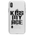 thumbnail image 1 of DistinctInk Clear Shockproof Hybrid Case for iPhone XS Max (6.5" Screen) - TPU Bumper Acrylic Back Tempered Glass Screen Protector - Kiss My ACE - Poker Blackjack Gambling, 1 of 5