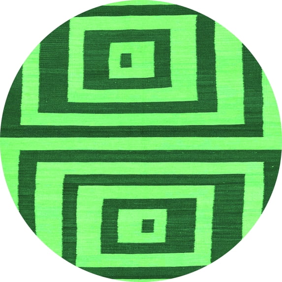 Ahgly Company Indoor Round Oriental Green Modern Area Rugs, 7' Round