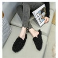 thumbnail image 6 of Women's Winter Solid Faux Fur Round Toe Mules Cotton Loafers Warm Slippers Big Size, 6 of 6