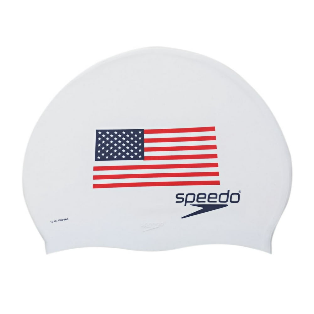 Speedo Adult Performance Swimming USA Flag Dome Swim Cap, OneSize Stretch Fit