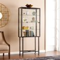 thumbnail image 3 of SEI Furniture Metal-Glass Sliding Door Display Cabinet in Black, 3 of 5