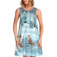 thumbnail image 1 of Fotbe Gnome And Red Fox Fishing Vestido de Verano sin Mangas para Mujer – Vestido Midi Línea A, Estilo Camiseta Floral, Vestido Playero Casual y Fluido, 1 of 7