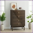 thumbnail image 6 of Dressers, Mid-Century Modern 4-Drawer Wooden Storage Chest | Walnut | MDF, 6 of 23