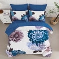 thumbnail image 3 of DJY Comforter Set Queen, Piece Floral Comforter Set with Sheets Elegant Flower Print Bed in a Bag Soft Microfiber Complete Bedding Set for All Season, 3 of 7