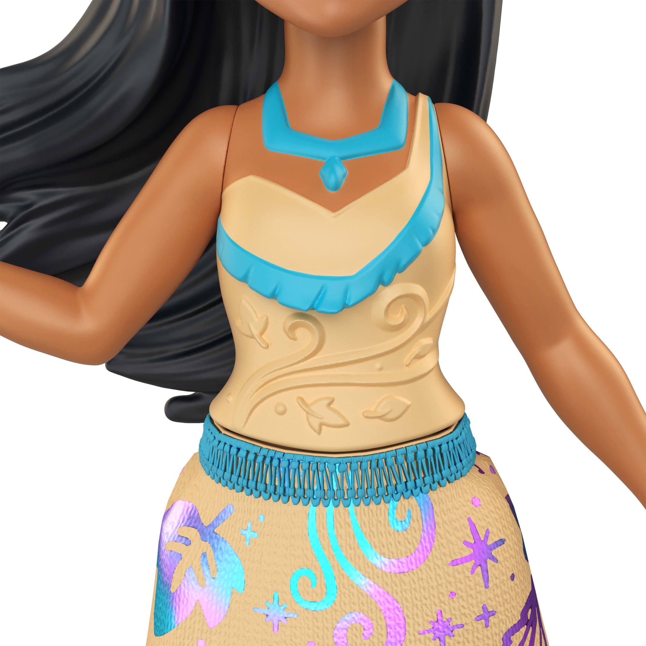 Disney Princess Pocahontas Posable Small Doll in Shiny Outfit with Removable Skirt, Inspired by Movie