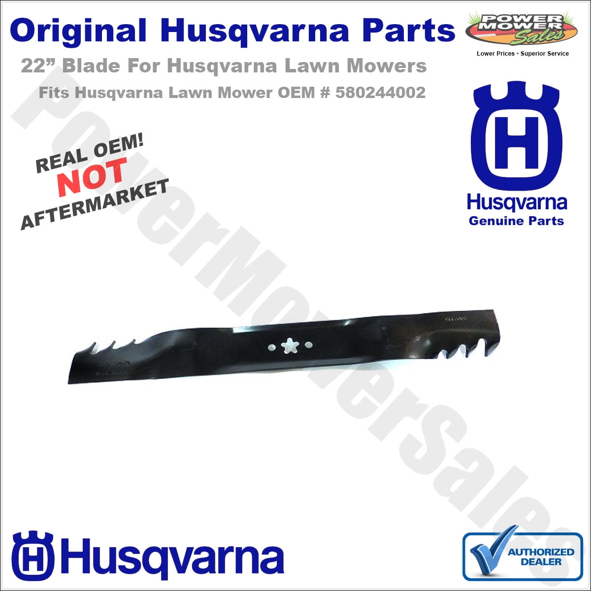 Genuine AYP SEARS HUSQVARNA BLADE 22 4-N-1 2PIN 5STAR BLK Part# 580244002