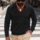 thumbnail image 1 of pstuiky camisa de manga larga para hombre, Blusa informal de manga larga con cuello en V y solapa para hombre, de color liso top de hombre xxl, 1 of 7