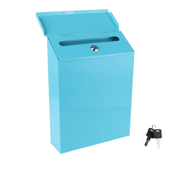 FOMIYES 1Pcs Rectangular Iron Letter Box for Home Decoration Mail Storage Blue 11.59X8.65X2.55In