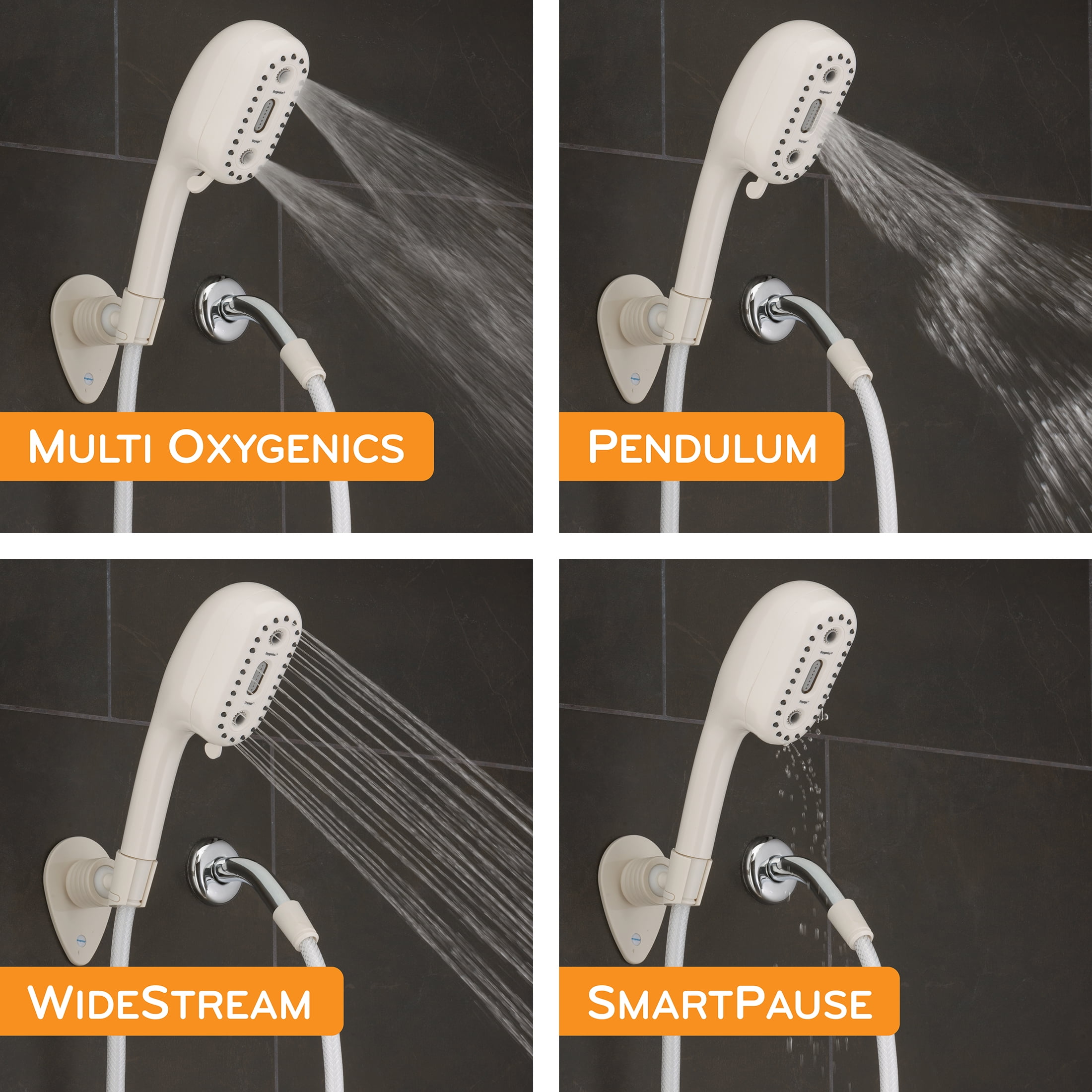 Oxygenics Voyage RV 4-Setting White Handheld Shower Head