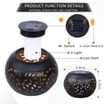 thumbnail image 4 of Solar Table Lantern Outdoor Waterproof- Dancing Flickering Flame Solar Powered LED Light，Black Metal Desktop Decorative Lamp Auto On/Off Lighting for Indoor Desk Patio Garden Pathway Yard, 4 of 6