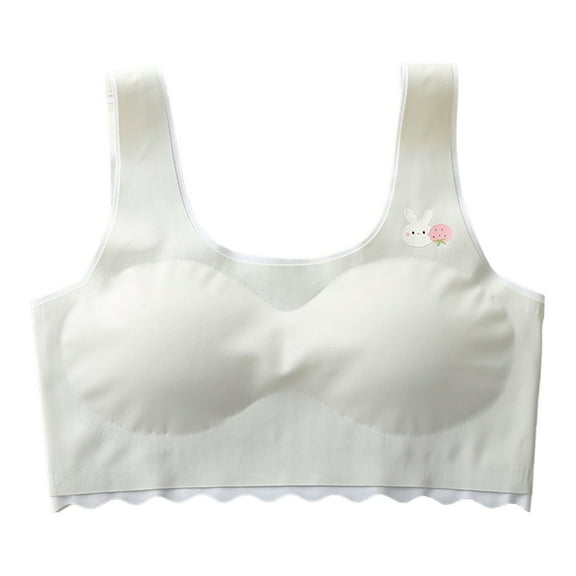 Quealent Bras for Teen Girls Little Girl Underwear 2024 Fashion Girls Seamless Bra Ultra Comfort Soft Removable Invisible Teen Bras Clothes Green,10-12 Years