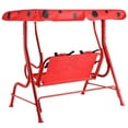 thumbnail image 5 of Gymax Kids Patio Porch Bench Swing w/ Safety Belt Canopy Outdoor Furniture Red, 5 of 10
