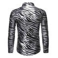 thumbnail image 3 of Blusa y camisa de manga larga con cuello alto para hombre, informal, lisa, a la moda, a rayas, con mangas color bronce, para fiesta, baile, disfraz, blusa para hombre, 3 of 3