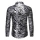 thumbnail image 3 of Blusa y camisa de manga larga con cuello alto para hombre, informal, lisa, a la moda, a rayas, con mangas color bronce, para fiesta, baile, disfraz, blusa para hombre, 3 of 3