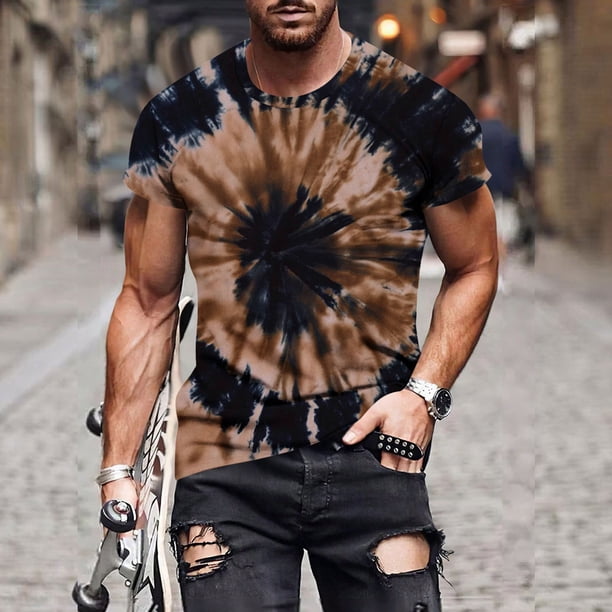 Tops para hombre, blusas y camisas de manga corta con cuello redondo para hombre, jersey informal de moda con estampado de cuello redondo para hombre, pantalones cortos deportivos para fitness, blusa