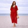 thumbnail image 2 of Miss Lavish London Women Ladies Hand Embroidered Caftans Beach Cover Ups Kimono Dress – Kaftan Style Maxi Dresses – 139 Red Color - Size UK 10 - 16, 2 of 6