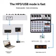 thumbnail image 4 of Mezclador de Audio de 6 Canales, Consola de Mezclas Portátil, Interfaz USB, Tarjeta de Sonido con 99-, Alimentación Fantasma de 48 V, Enchufe Estadounidense., 4 of 5