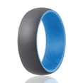thumbnail image 2 of Anillo de bodas de silicona - Colección Duo estilo cúpula - Azul claro-gris de ROQ para hombre - Anillo de 8 mm, 2 of 2