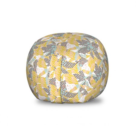 Floral Storage Toy Bag Chair  Abstract Digital Art with Stripes Flowers and Grunge Paint Splashes Image  Stuffed Animal Organizer Washable Bag  Large Size  Multicolor  by Ambesonne