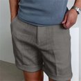 thumbnail image 4 of Linen Cotton Shorts for Men Drawstring Elastic Waistband Shorts with Pockets Flat Front Linen Shorts Cotton Linen Casual Summer Beach Vacation Wear,Gray 3XL, 4 of 4