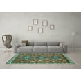 thumbnail image 3 of Ahgly Company Machine Washable Indoor Round Persian Turquoise Blue Traditional Area Rugs, 8' Round, 3 of 4