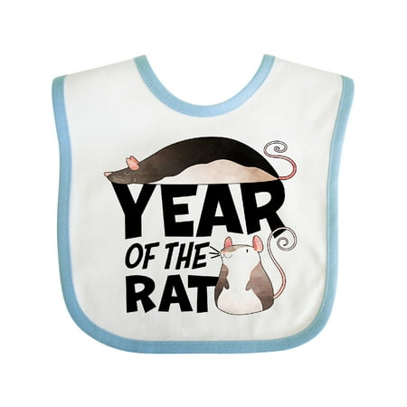 

Inktastic Year of the Rat Cute Black and White Rats Gift Baby Boy or Baby Girl Bib