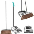 thumbnail image 3 of Broom and Dustpan Set with Long Handle Heavy Duty Stainless Steel Dustpan with Broom Space Saving Broom Dustpan Combo Sweeper and Dustpan Set with Broom Clip for Indoor Outdoor Kitchen Lobby, 3 of 10