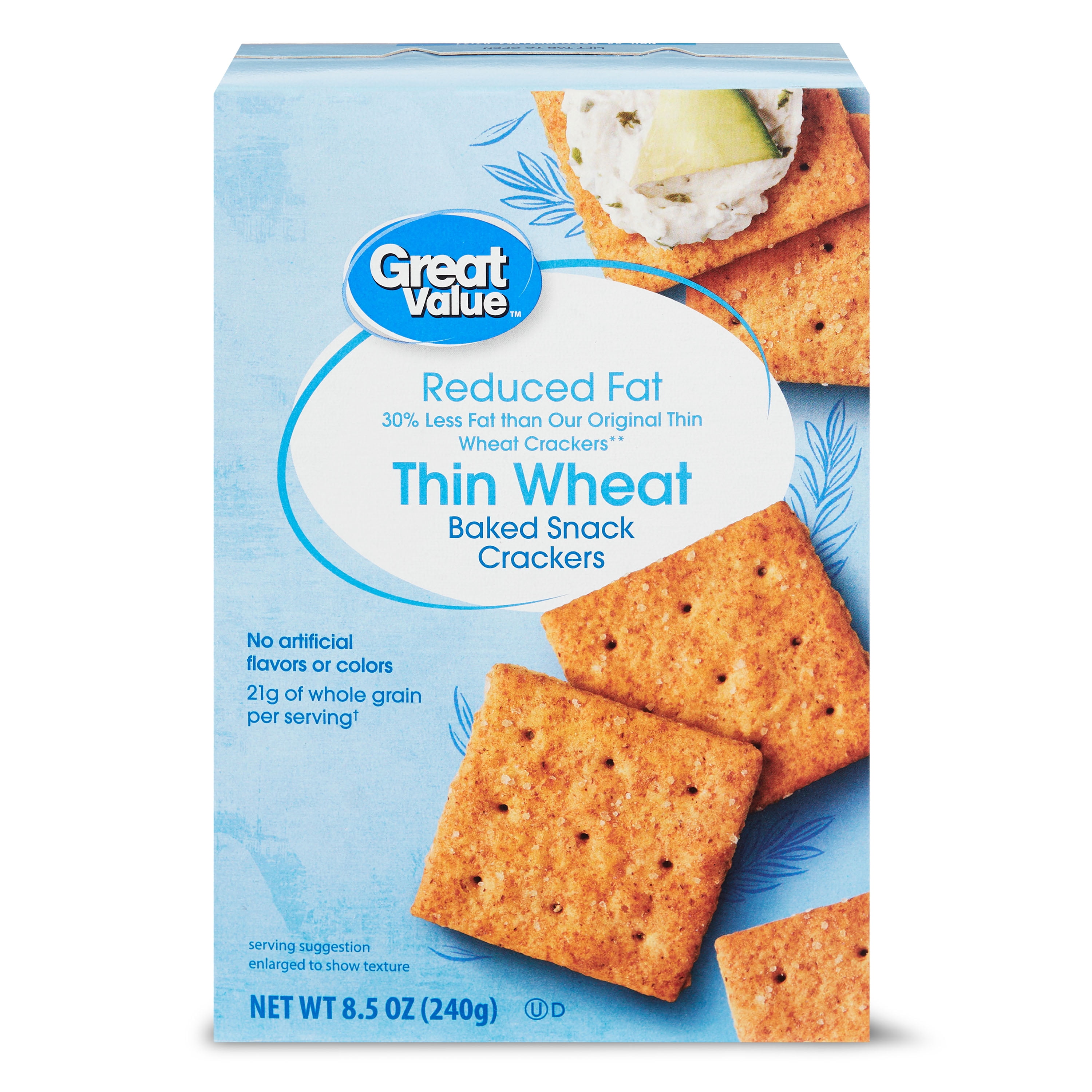 Great Value Reduced Fat Thin Wheat Baked Snack Crackers, 8.5 oz
