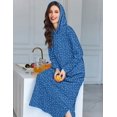 thumbnail image 2 of Ekouaer Nightgowns for Women Cotton Nightgown Long Sleeve Hooded Night Gown Contrast Color Full Length Loungewear with Pocket, 2 of 5