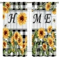 thumbnail image 2 of Sunflower Curtains for Kitchen, Rusitc Country Yellow Flower Printed Farmhouse Style Buffalo Plaid Checkered Patterned Rod Pocket Bedroom Living Room Home Window Curtains, 52"x84" Inch, 2 of 5