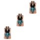 thumbnail image 4 of Traje de baño Eigraketly para mujer escote en V profundo Negro Flor verde M 3Conjunto, 4 of 6