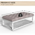 thumbnail image 2 of Ottoman Coffee Table, Large Rectangle Ottoman with Storage - Upholstered Cushioned Bench for Living Room, Tufted Linen Fabric with Solid Wood Shelf, Entryway Bench(Light Gray), 2 of 9