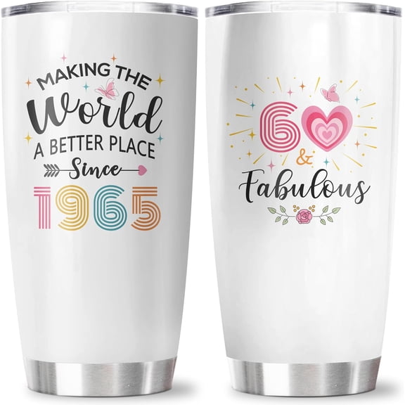 60th Birthday Gifts for Women Tumbler 20OZ 1PC, 60th Birthday Decorations for Woman, 60 Year Old Birthday Gift, 60 Year Old Woman Present, Happy 60th Birthday for Her