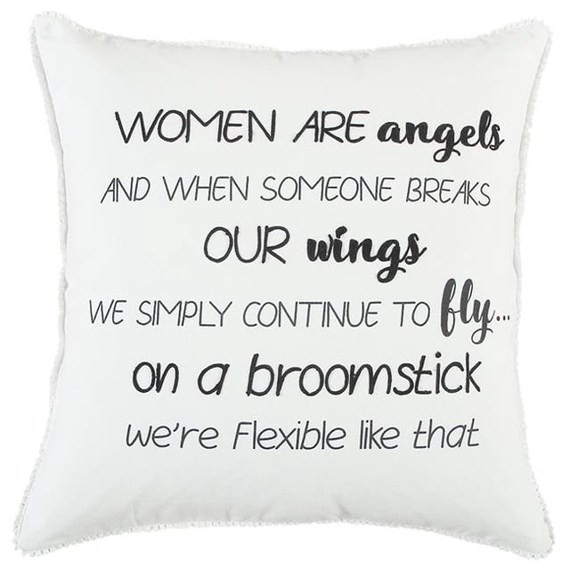 HomeRoots 403516 Noir et Blanc Femmes Sont des Anges Jeter Oreiller