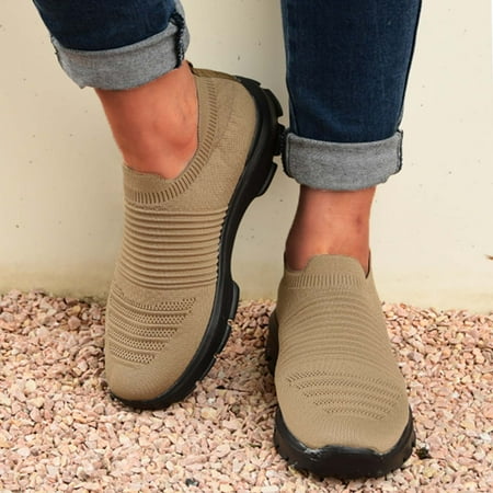 

CAICJ98 Womens Sneakers Women s Casual Walking Shoes Comfortable Slip on Loafers Flat Nurse Sneakers Brown