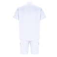 thumbnail image 4 of Ensemble Décontracté à Manches Courtes et Col Rond et Shorts à Taille Élastique avec Cordon pour Hommes, Mélange Coton Polyester, Noir, P, 4 of 6