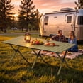 thumbnail image 2 of LAUSAINT HOME Egg Roll Table, 4 Foot Carbon Steel Foldable Camping Table, Roll‑up Portable Metal Picnic Table for Beach RV, With Carry Bag, Green, 2 of 11