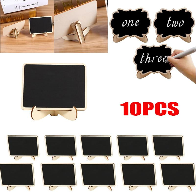 10PCS Mini Wooden Blackboard Note Sign Message Chalk Board Table Top Crafts 03