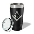 thumbnail image 2 of Freemason Tumbler Symbol Travel Mug Gift Insulated Laser Engraved Coffee Cup Compass Square 20 oz Black, 2 of 5