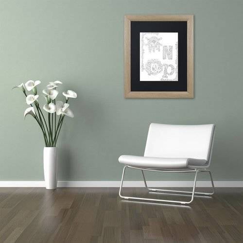 Trademark Fine Art "Letters and Words 27" Canvas Art by Hello Angel, Black Matte, Birch Frame