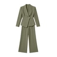 thumbnail image 4 of Miqool Women's 2 Piece Pant Suits Dressy One Button Blazer Wide Leg Pant Work Office Outfits Business Suit Set, 4 of 5