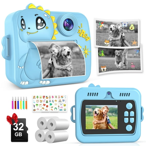Instant Print Camera for Kids, Loheer 2.4" HD 1080P Digital Video Instant Camera for Boys & Girls Age 3-12 Birthday Gifts - Blue