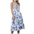 thumbnail image 1 of Vestido ajustado con cintura entallada y cordón ajustable para mujer - Vestido de fiesta sin mangas con cuello cuadrado y tirantes, con cremallera en la espalda (XS-XXL), 1 of 8