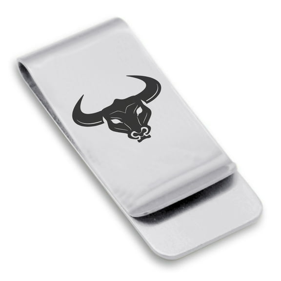Stainless Steel Mythical Minotaur Head Classic Slim Money Clip Credit Card Holder