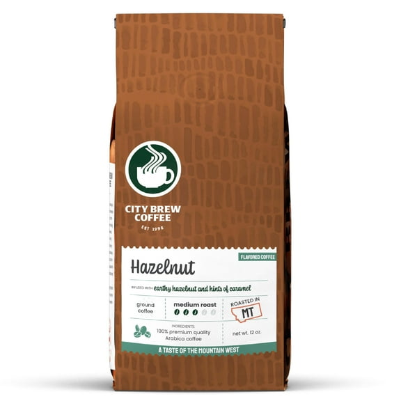 City Brew Hazelnut Flavored Medium Roast Ground Coffee, 12 oz