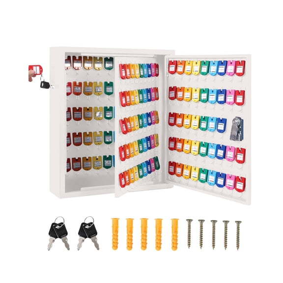 Accreate 150 Keys Cabinet Organizer, Wall Mount Steel Key Lock Box with 2 Keys, 133 Hooks & Colored Tags, Secure Key Storage for Hotel, Valet, Office, Car Key Management, Heavy Duty