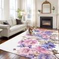 thumbnail image 2 of 5'x7' Area Rugs, Pink Blue Spring Floral Indoor Outdoor Area Rug for Living Room Bedroom, Summer Flower Botanical Washable Bathroom Rugs Kitchen Floor Carpet Mats Home Decor Aesthetic, 2 of 8